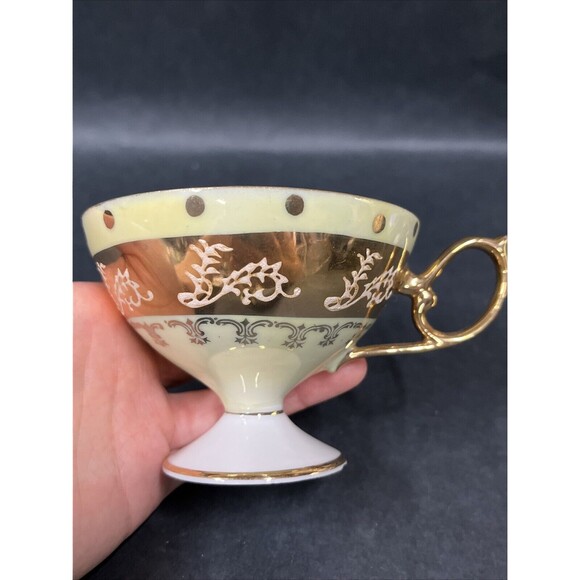 VTG‎ Royal Halsey Very Fine Cup and Saucer Yellow Gold Iridescent Rare - Picture 4 of 12